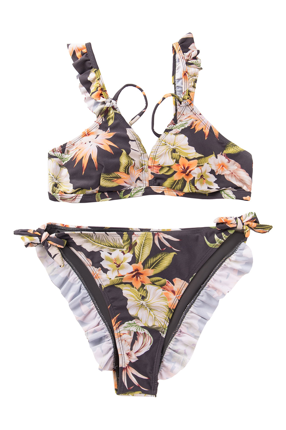 VESTIDO DE BAÑO DE DOS PIEZAS CON ARANDELAS