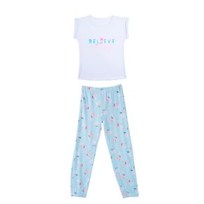 CONJUNTO DE PIJAMA CAMISETA Y PANTALÓN PARA NIÑA EN ALGODÓN
