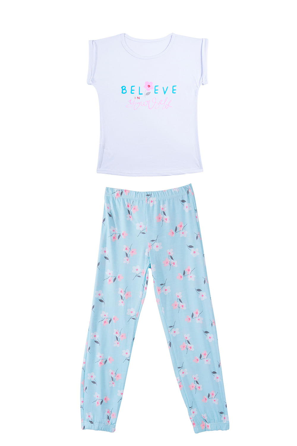CONJUNTO DE PIJAMA CAMISETA Y PANTALÓN PARA NIÑA EN ALGODÓN