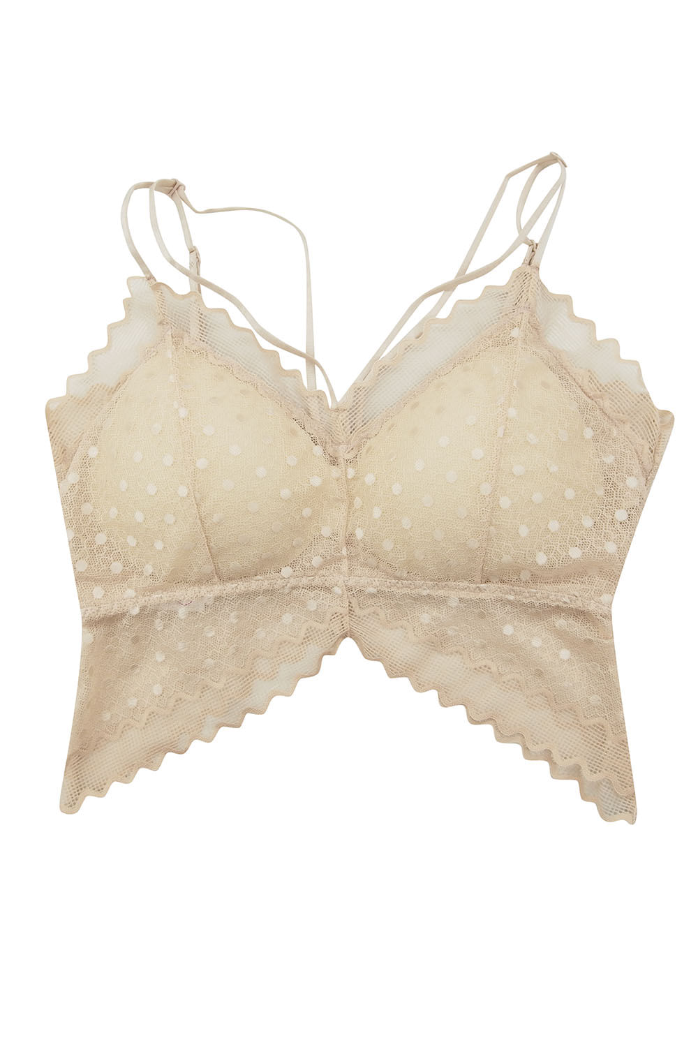 BRALETTE CON CORTE V EN CINTURA ENCAJE DOBLE TIRA