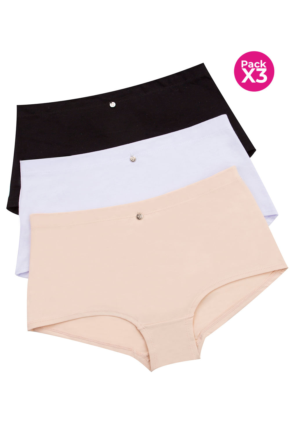 Paquete x3 panty tipo bóxer en algodón