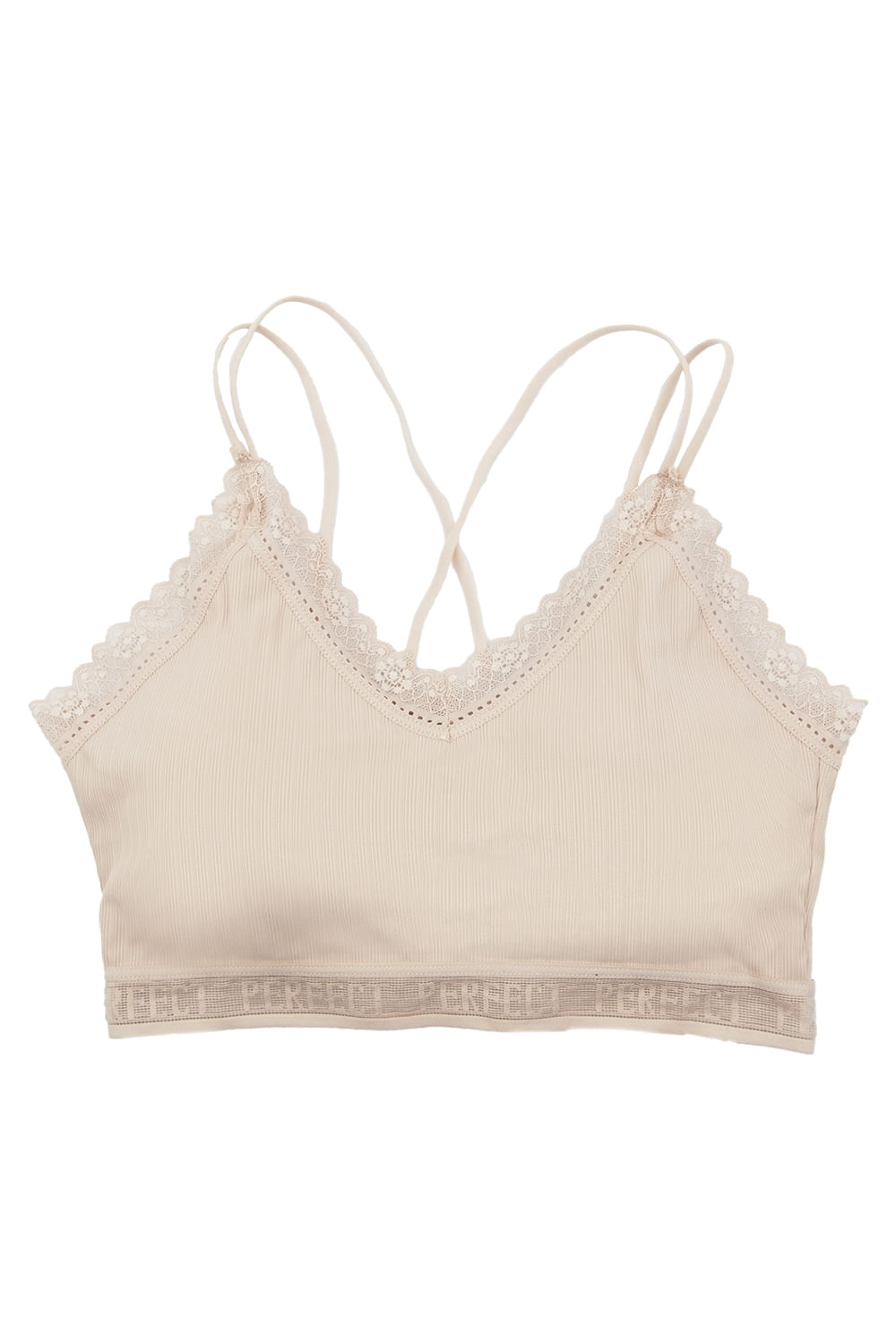 TOP EN MICROFIBRA ACANALADA Y ENCAJE