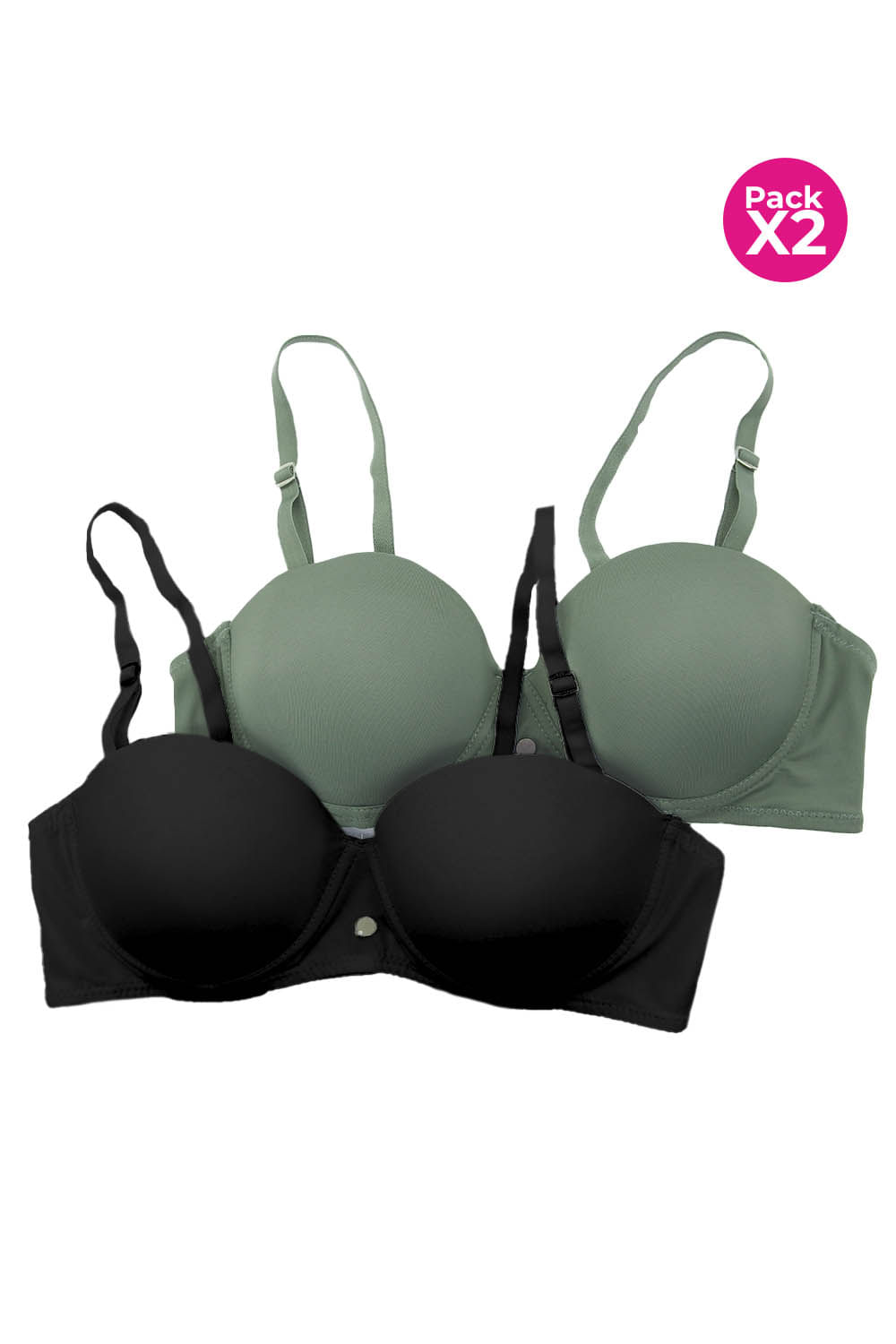 PAQUETE X2 BRASIER TIPO STRAPLESS EN MICROFIBRA