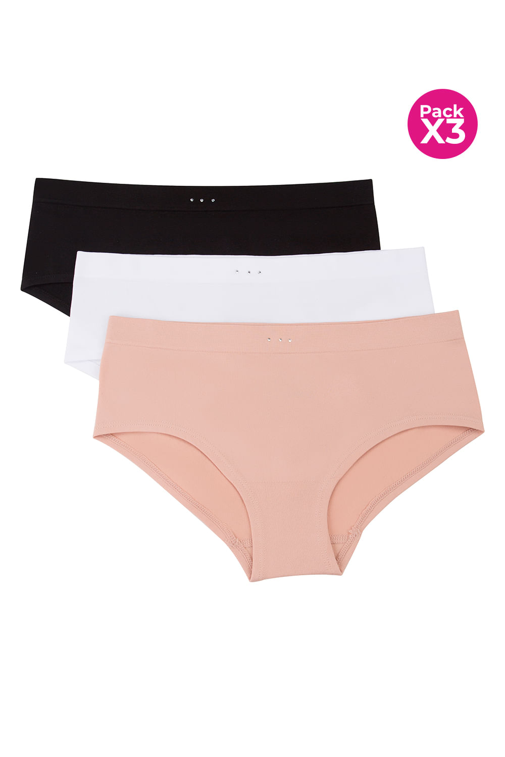 Panty seamless tipo hípster en poliamida paquete x3