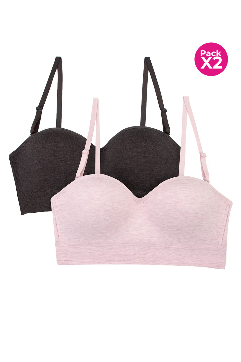 PAQUETE X2 BRASIER STRAPLESS SIN ARO