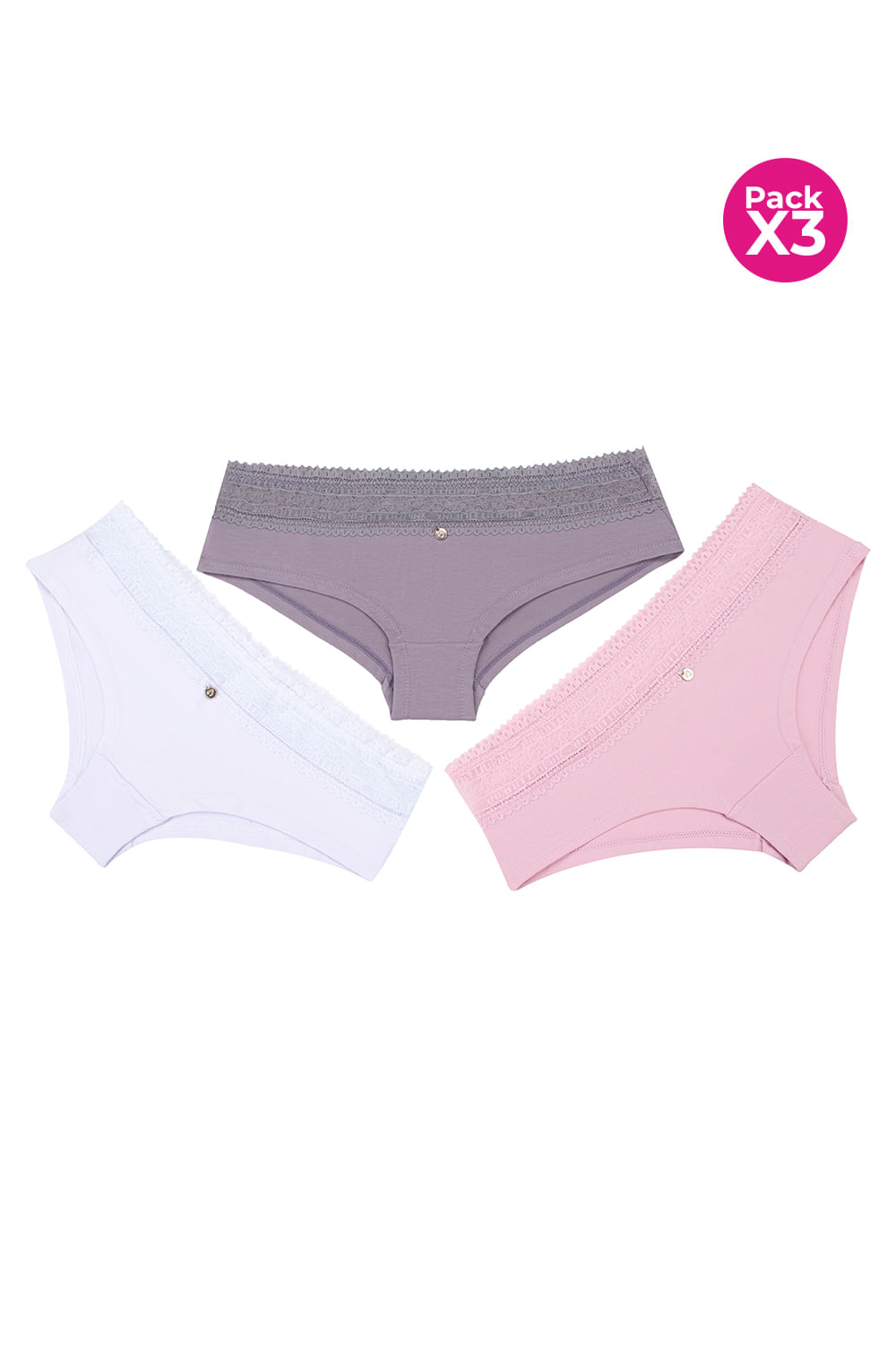 PAQUETE X3 HIPSTER ALGODÓN Y ENCAJE