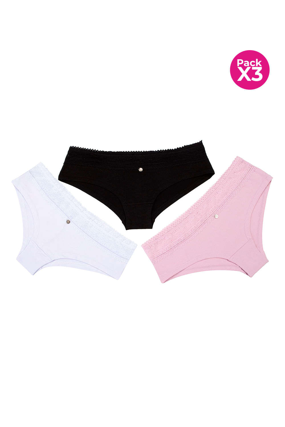 PAQUETE X3 HIPSTER ALGODÓN Y ENCAJE