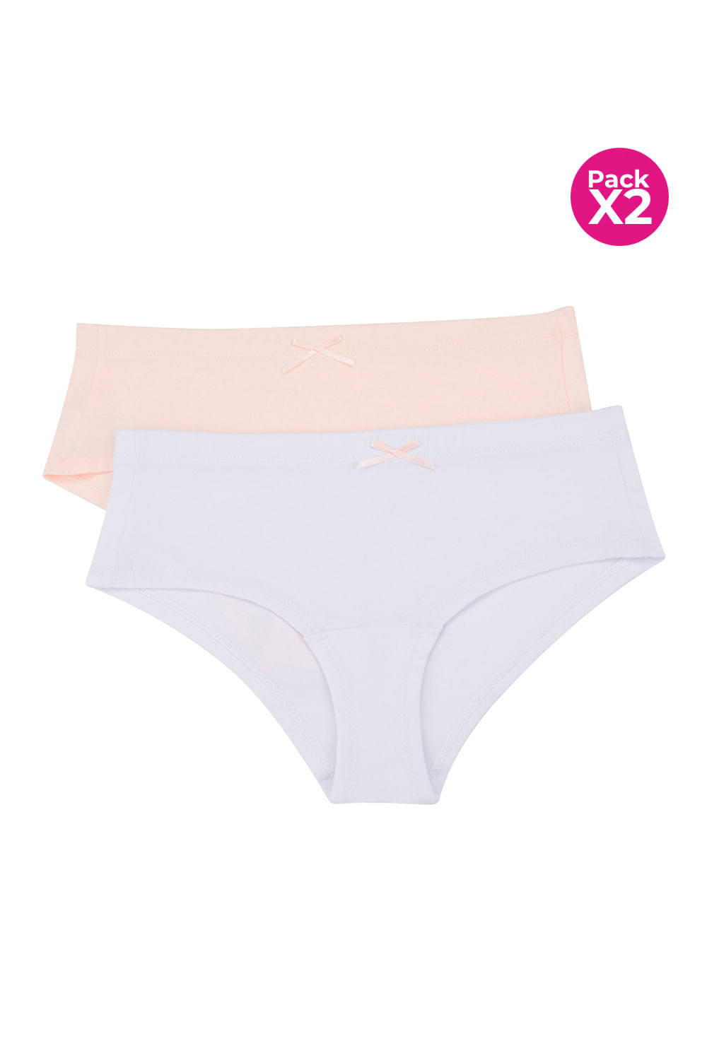 Paquete x2 panty hipster para niña en algodón