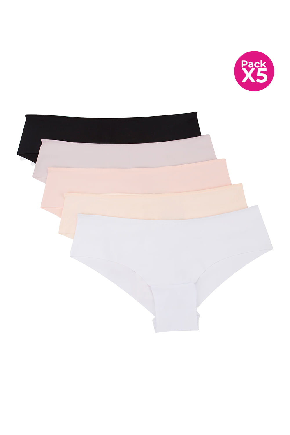 PAQUETE X5 PANTY TIPO HIPSTER INVISIBLE
