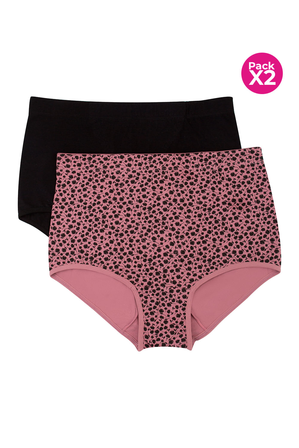 PAQUETE X2 PANTY CLÁSICO EN ALGODÓN TALLE ALTO