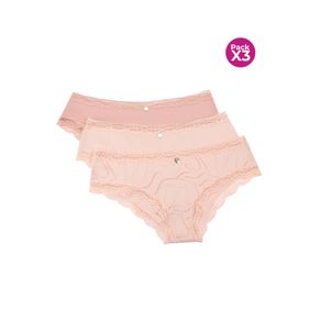 PAQUETE X3 PANTY TIPO HIPSTER CON ENCAJE EN ALGODÓN