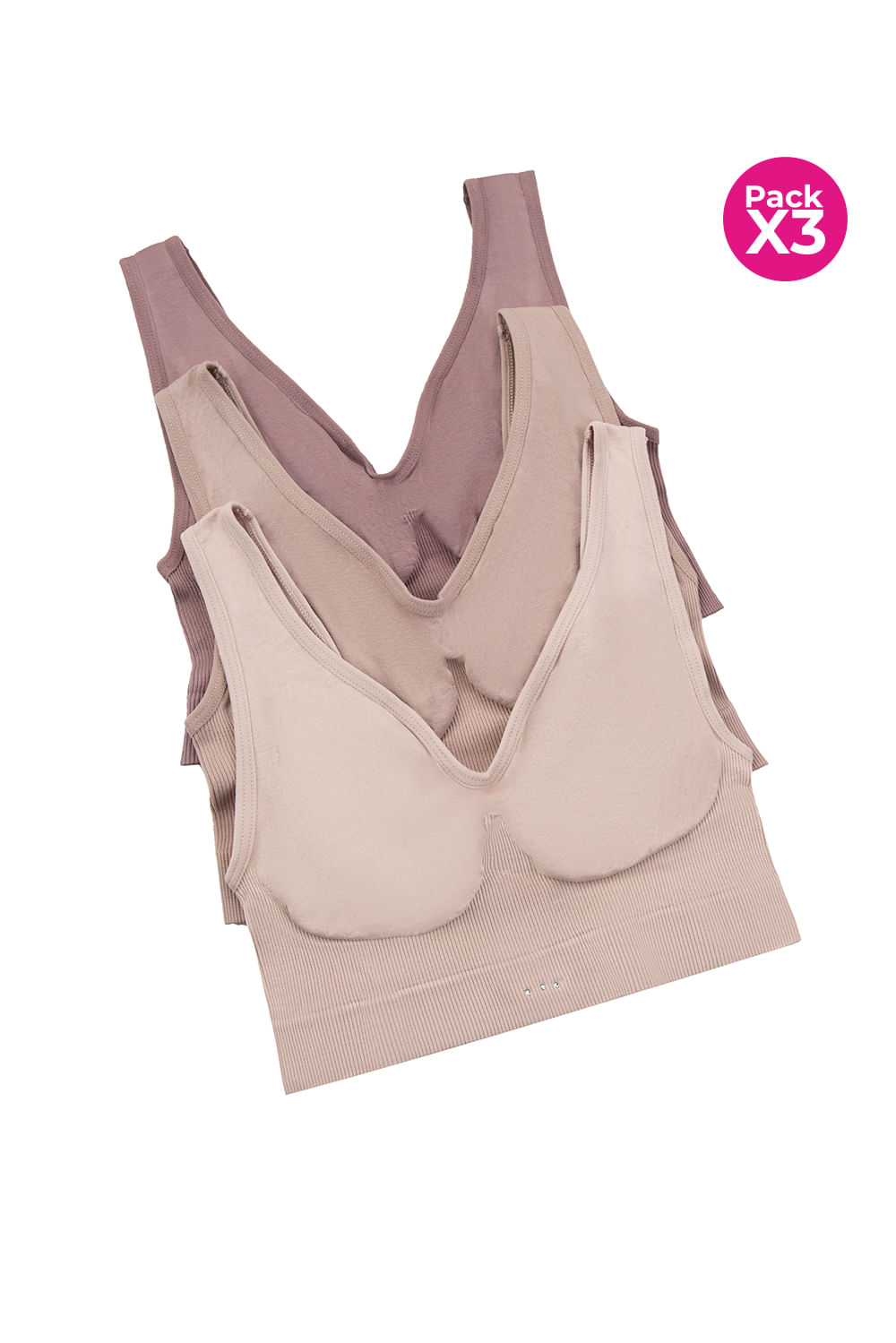 PAQUETE X3 TOP SIN COSTURAS CON CARGADERAS ANCHAS