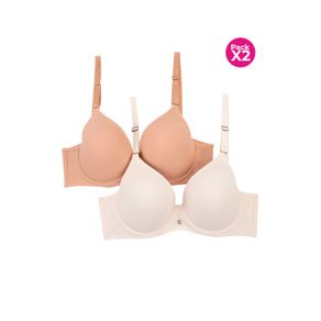 PAQUETE X2 BRASIER EN MICROFIBRA REALCE NATURAL COPA C