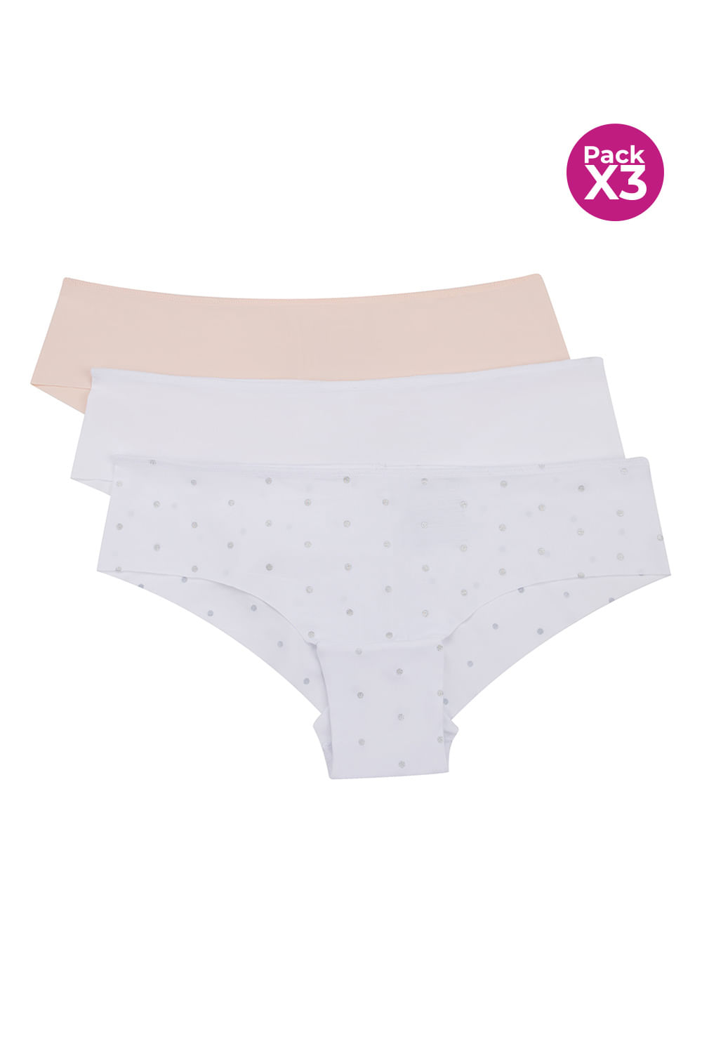PAQUETE X3 PANTY TIPO HIPSTER INVISIBLE EN MICROFIBRA