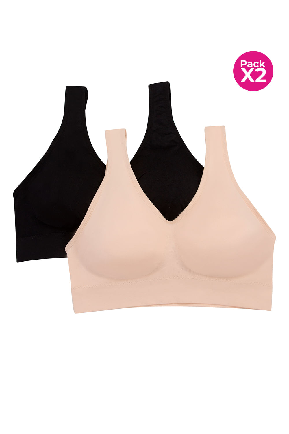 Paquete x2 top sin costuras copas removibles