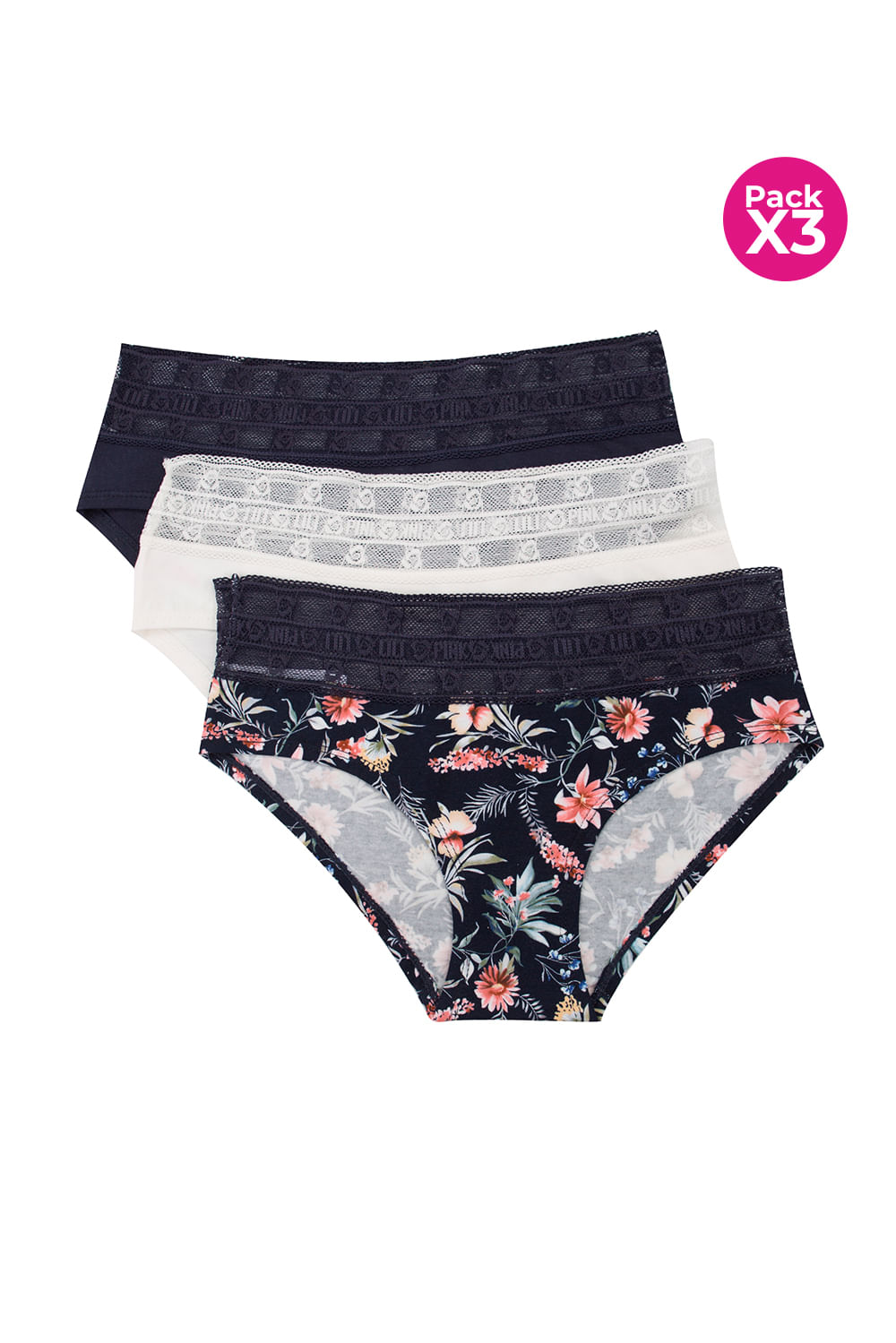 PAQUETE X3 PANTY HÍPSTER EN ALGODÓN