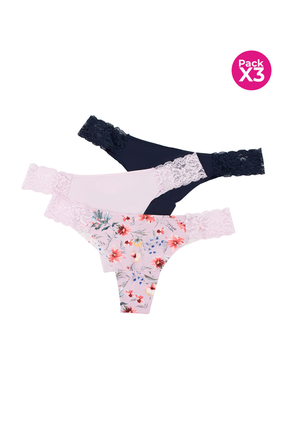 PAQUETE X3 BRASILERA EN MICROFIBRA CON ENCAJE