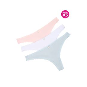 PAQUETE X3 PANTY TIPO BRASILERA EN ALGODÓN CON ENCAJE