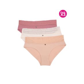 PAQUETE X3 PANTY HÍPSTER EN ALGODÓN CON ENCAJE