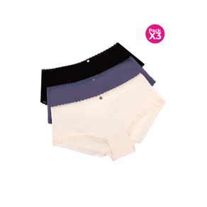 PAQUETE X3 HÍPSTER TALLE ALTO EN ALGODÓN Y ENCAJE