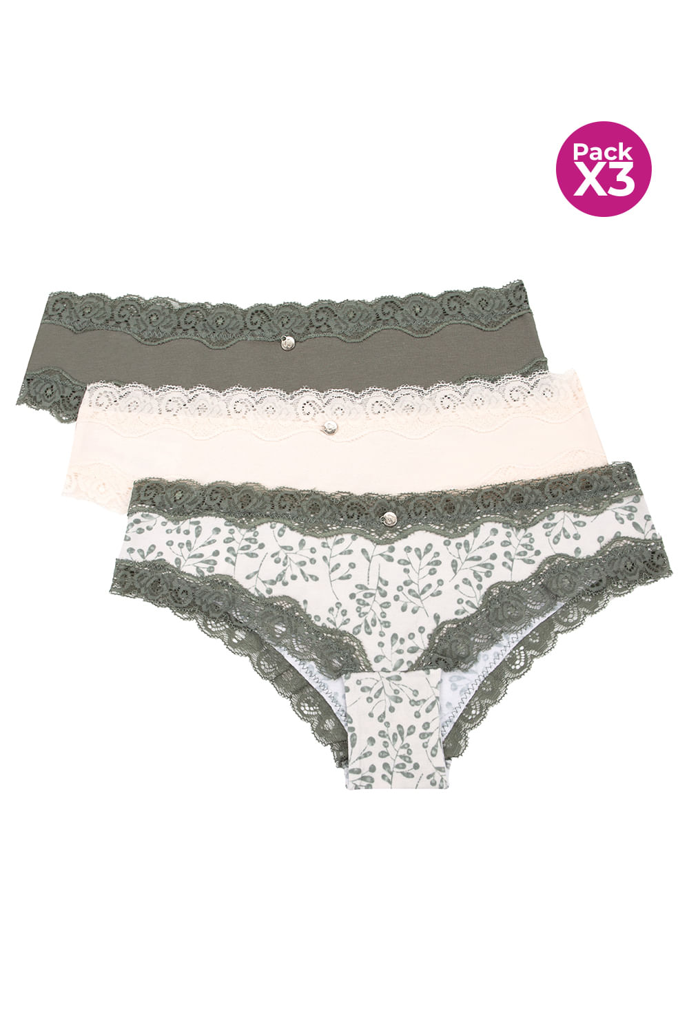 Paquete x3 panty hipster en algodón