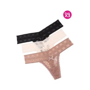 PAQUETE X3 BRASILERA EN ENCAJE Y BLONDA ANCHO EN CINTURA