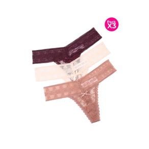 PAQUETE X3 BRASILERA EN ENCAJE Y BLONDA ANCHO EN CINTURA