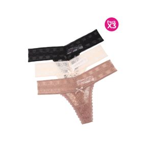 PAQUETE X3 BRASILERA EN ENCAJE Y BLONDA ANCHO EN CINTURA