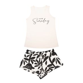 Conjunto de pijama manga sisa con cuello redondo