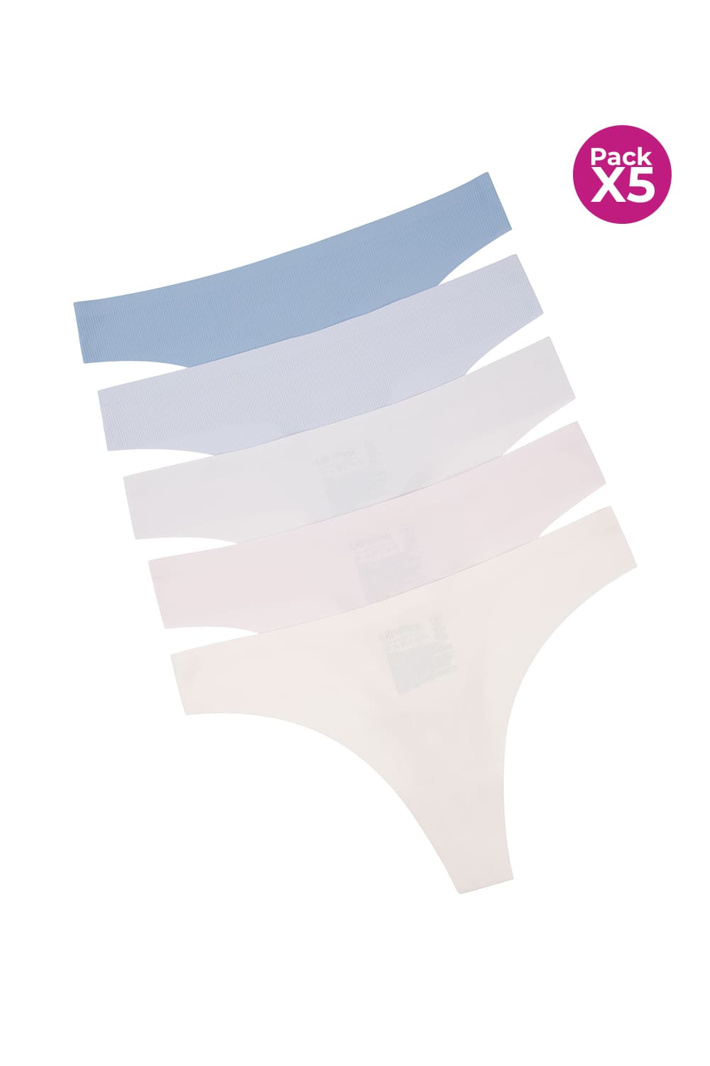 Panty en microfibra acanalada paquete x5 tipo brasilera
