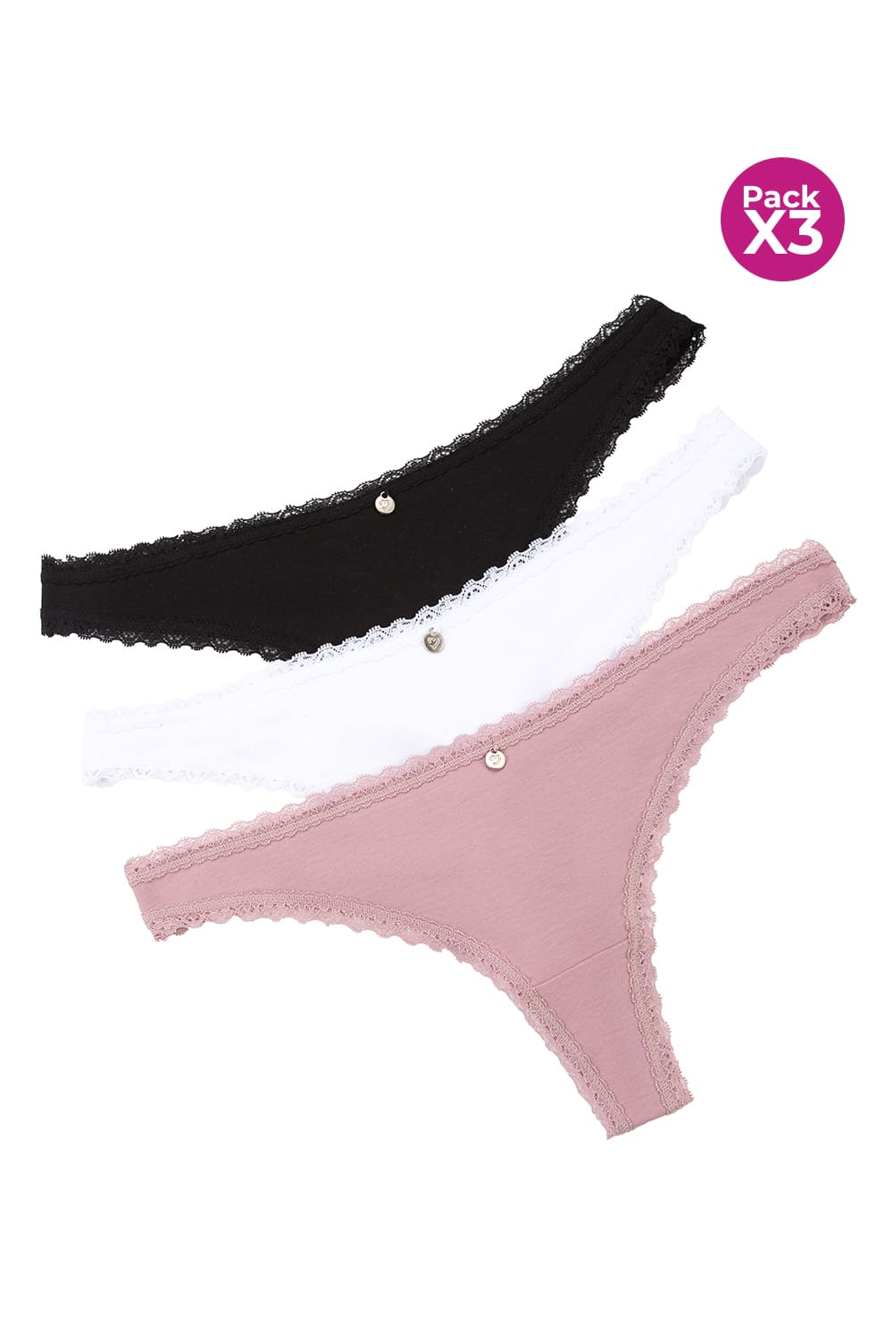 Paquete x3 panty tipo brasilera en algodón