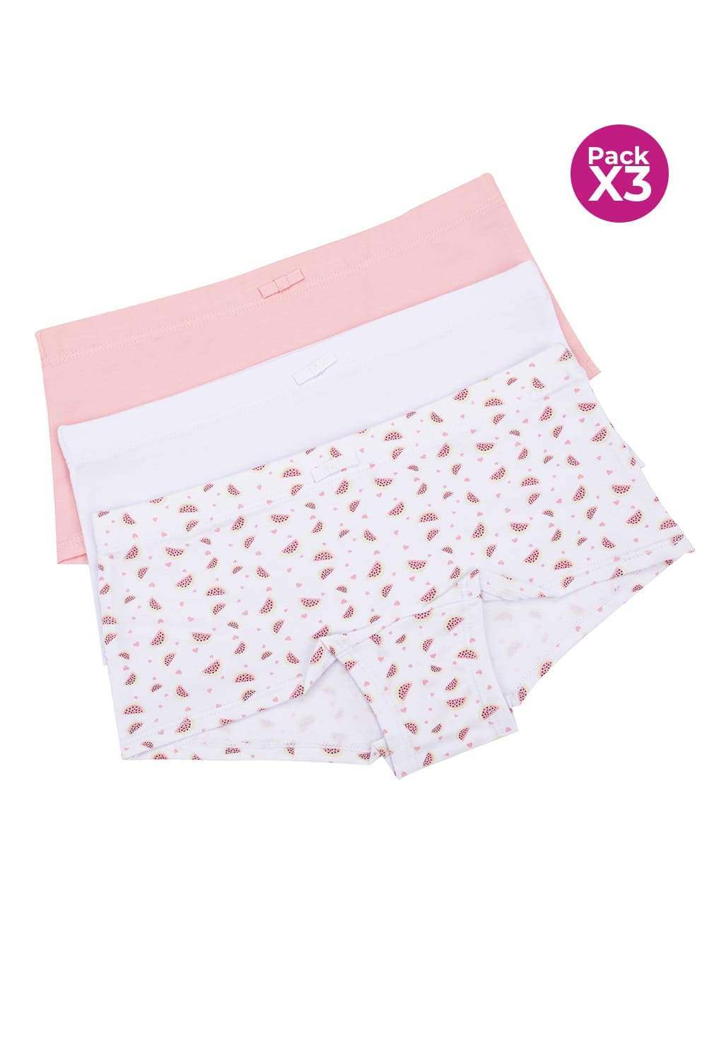 Panty bóxer de algodón paquete x3 para niña