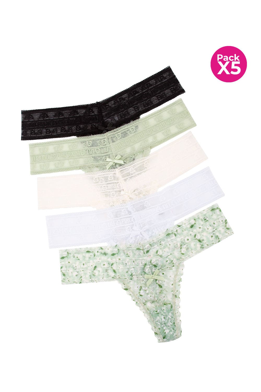 Paquete x5 panty brasilera de encaje