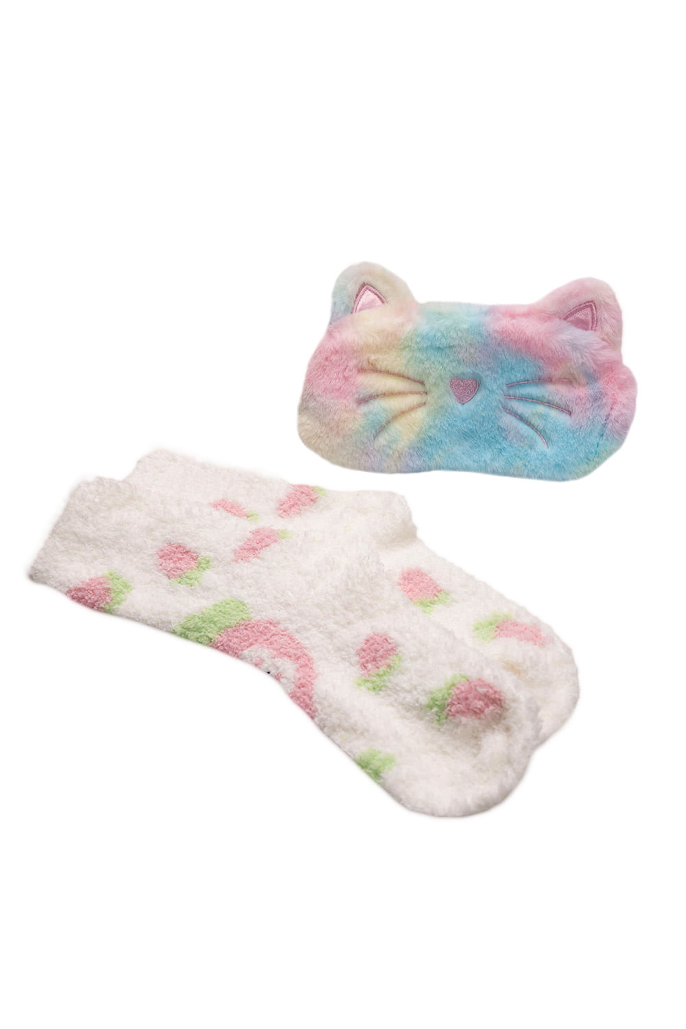 Set medias + antifaz con diseño de gato colores surtidos