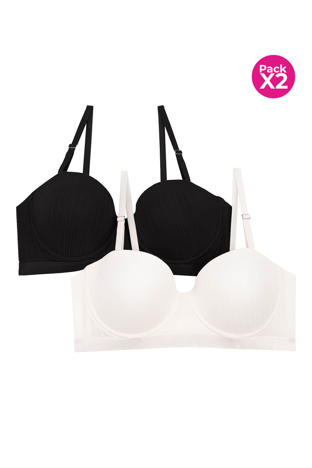 Brasier paquete x2 en microfibra con realce natural