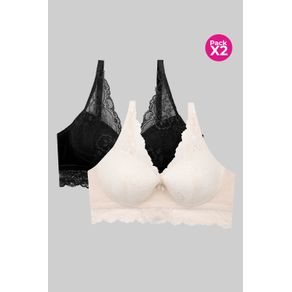 Brasier en encaje con cubrimiento alto paquete x2