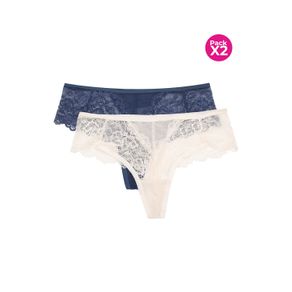 Panty tipo brasilera en encaje paquete x2