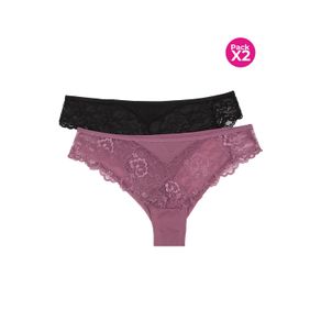 Panty tipo hipster en encaje paquete x2