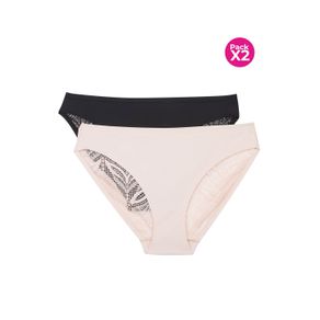Panty en encaje y microfibra tipo hipster paquete x2