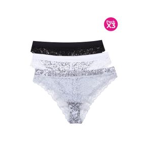 Panty tipo hipster en encaje paquete x3