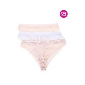 Panty tipo hipster en encaje paquete x3