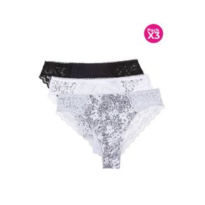 Panty tipo hipster en encaje y microfibra paquete x3