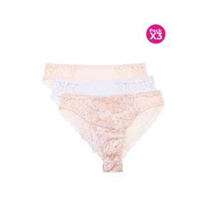 Panty tipo hipster en encaje y microfibra paquete x3