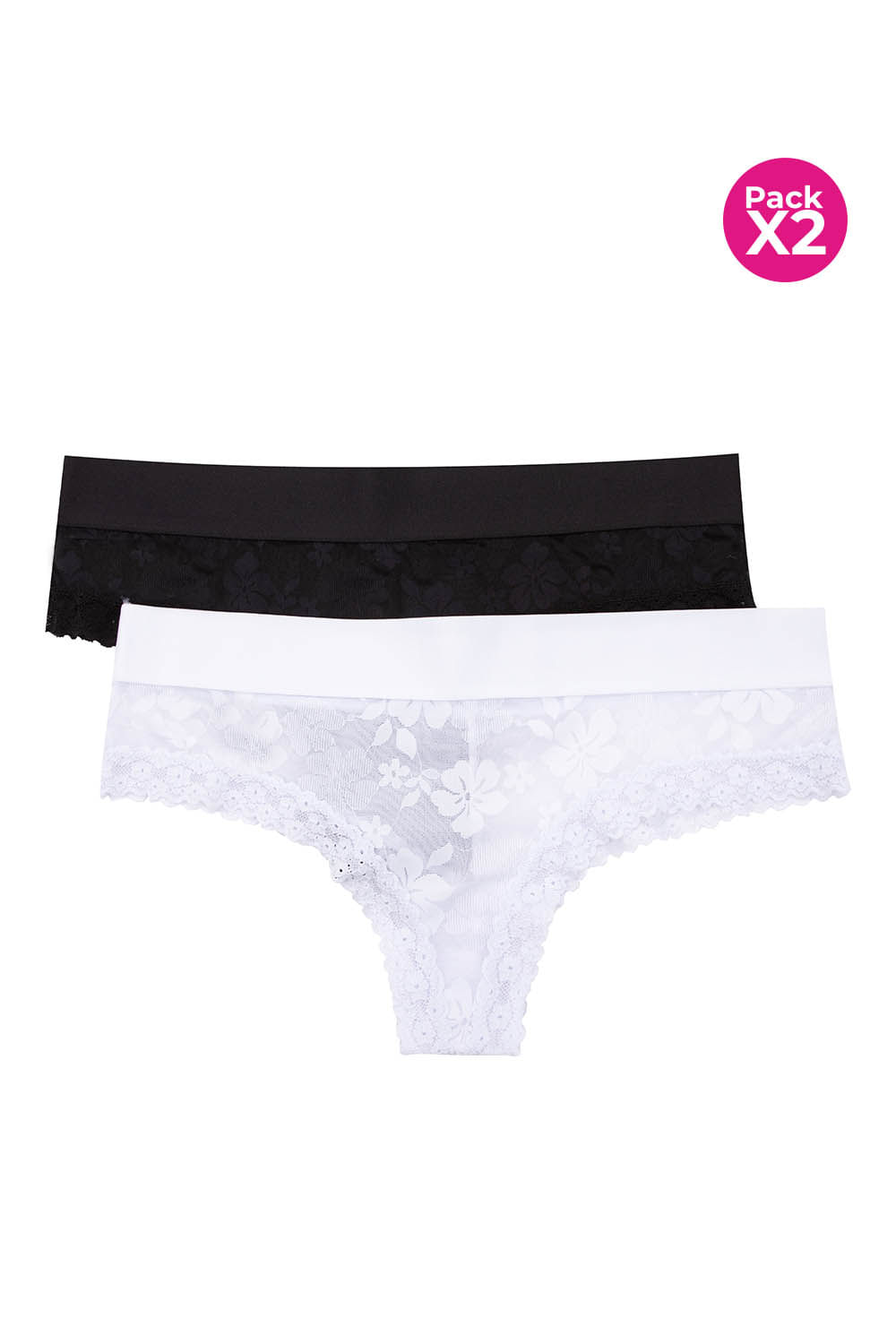 Panty tipo hipster en encaje paquete x2