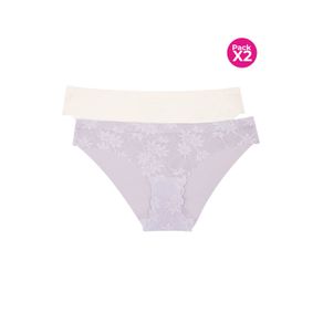 Panty hipster en encaje y microfibra paquete x2