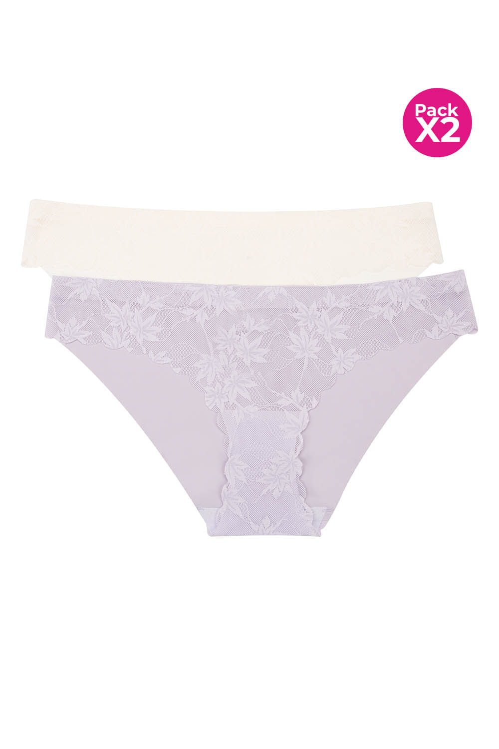 Panty hipster en encaje y microfibra paquete x2