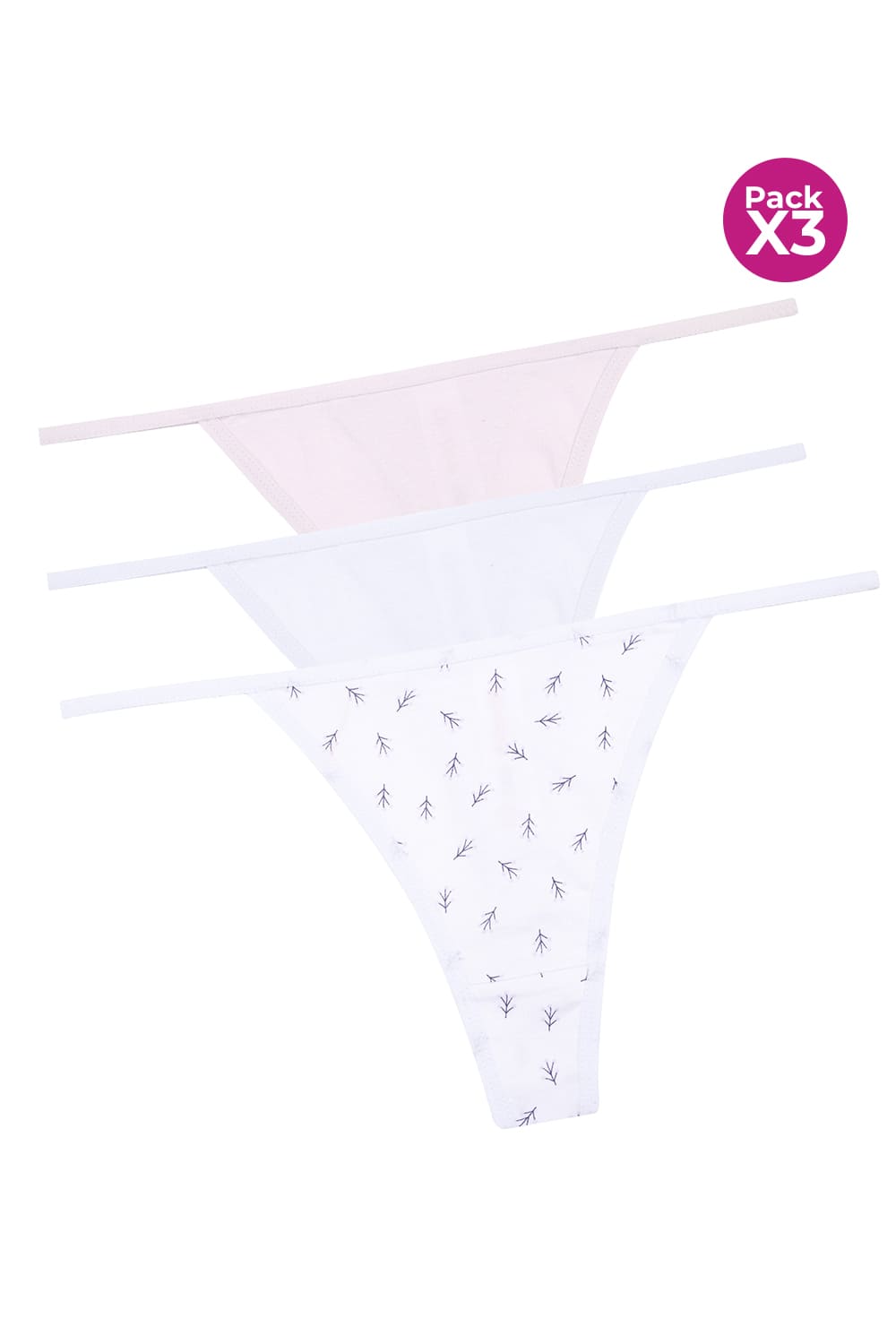 Brasilera con talle bajo en algodón paquete x3