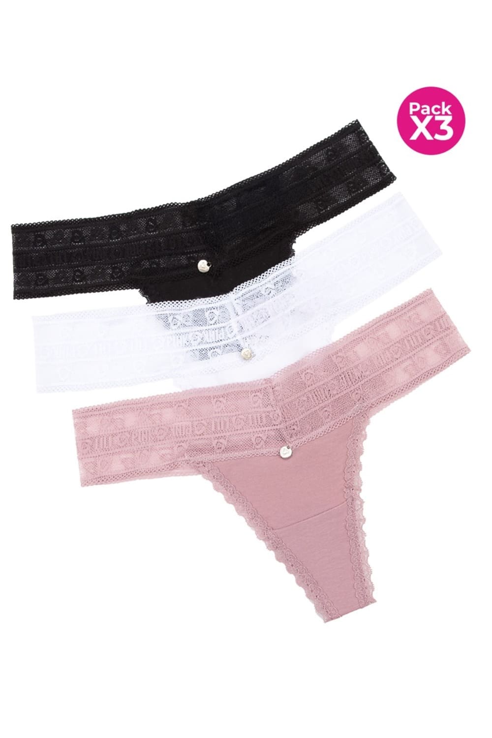 Paquete x3 panty tipo brasilera en algodón