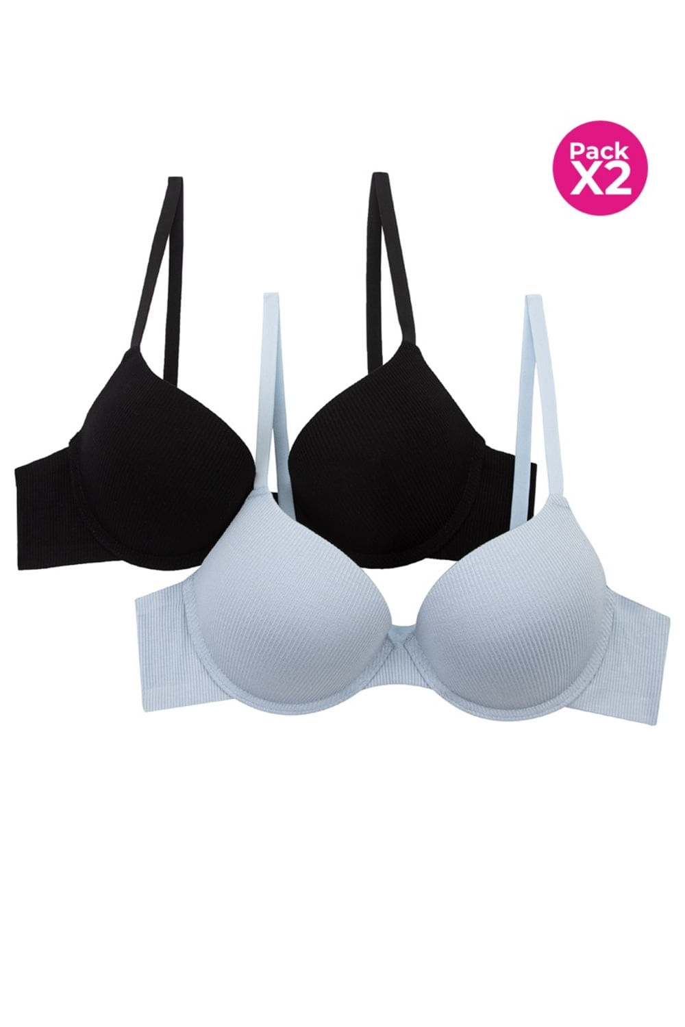 Brasier paquete x2 tipo 3/4 en microfibra acanalada