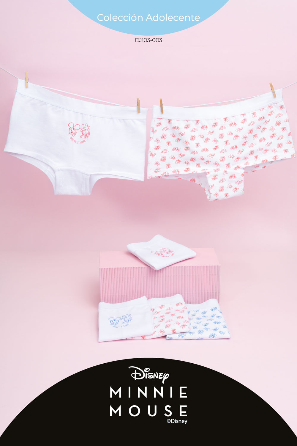 Boxer coleccion Minnie para adolecentes paquete x2